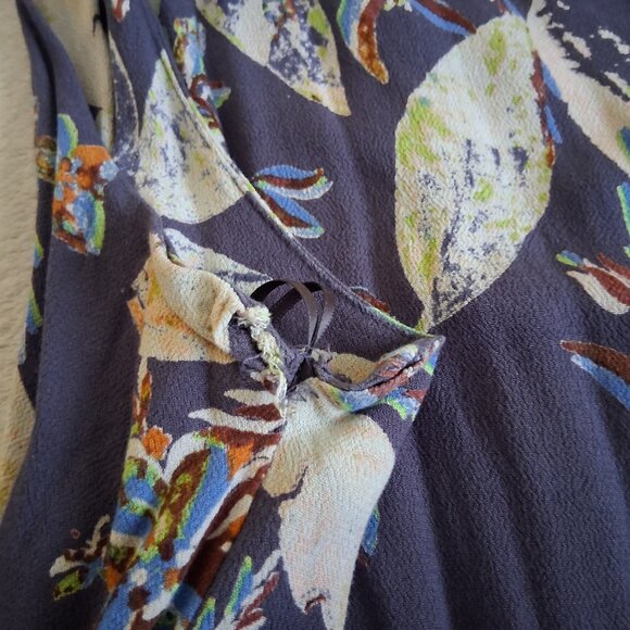 Free People Women's Size Large Island Time Denim Blue Print Midi Jumpsuit - Picture 15 of 16